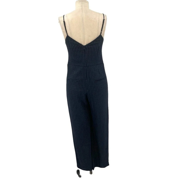 Anthropologie The Essential Jumpsuit Pinstripe Sleeveless Navy Blue Size US 0 - Picture 8 of 15